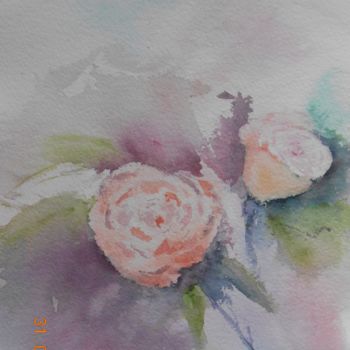 Картина под названием "roses" - Francoise Rochat-Colinet, Подлинное произведение искусства, Акварель