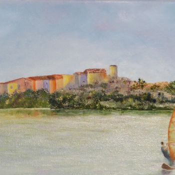 Painting titled "Planche à BAGES dan…" by Françoise Rutillet, Original Artwork, Oil Mounted on Wood Stretcher frame