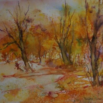 Painting titled "Sous bois en automne" by Françoise Talleux, Original Artwork