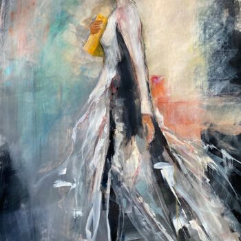 Картина под названием "la lectrice" - Francoise Tard, Подлинное произведение искусства, Акрил Установлен на Деревянная рама…