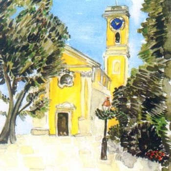 Peinture intitulée "L'église de Éze vil…" par Françoise Bessières, Œuvre d'art originale