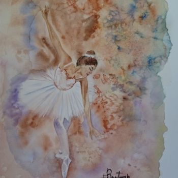 Painting titled "ballerine-finie.jpg" by Francoise Bontemps, Original Artwork, Watercolor