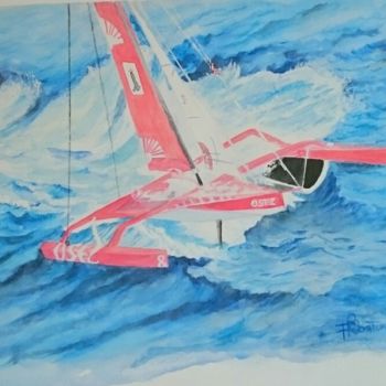 Drawing titled "trimaran-fini.jpg" by Francoise Bontemps, Original Artwork, Pencil