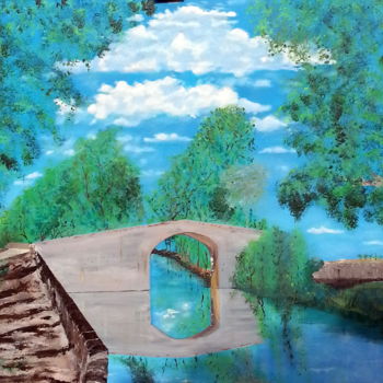 Painting titled "LE PONT CANAL" by Francoise Bontemps, Original Artwork, Acrylic