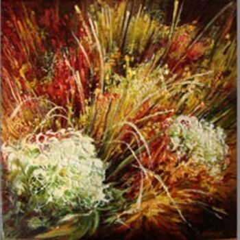 Ζωγραφική με τίτλο "Artifice floral (tr…" από Françoise Hannequin, Αυθεντικά έργα τέχνης