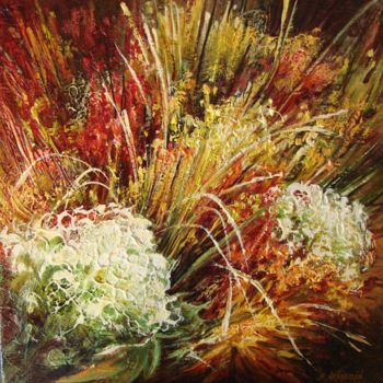 Painting titled "Artifice floral 2" by Françoise Hannequin, Original Artwork