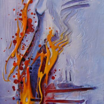 Painting titled "abstrait-8-20-x-40.…" by Françoise Hannequin, Original Artwork, Oil