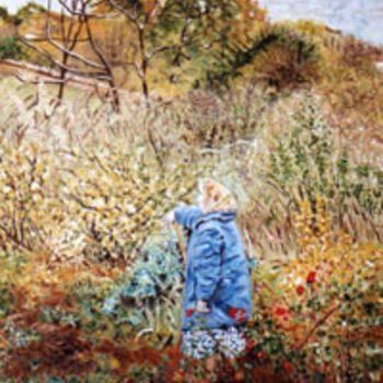 Peinture intitulée "Solitude au jardin" par Françoise-Elisabeth Lallemand, Œuvre d'art originale, Huile
