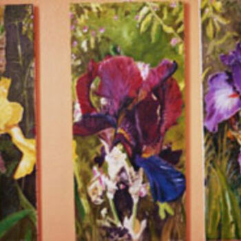 제목이 "Tryptique Les iris"인 미술작품 Françoise-Elisabeth Lallemand로, 원작, 기름