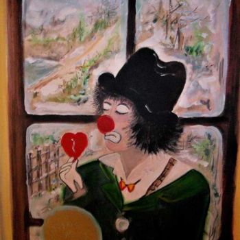 Painting titled "Le clown" by Sassou, Original Artwork