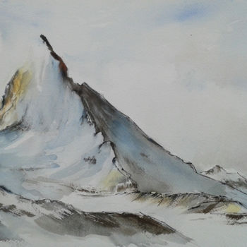 Peinture intitulée "là-haut sur la mont…" par Françoise Pillou, Œuvre d'art originale, Aquarelle
