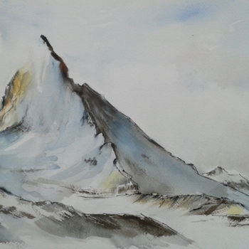 Schilderij getiteld "là-haut sur la mont…" door Françoise Pillou, Origineel Kunstwerk, Aquarel