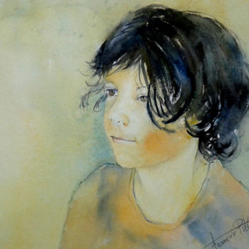 Painting titled "Charly" by Françoise Pillou, Original Artwork, Watercolor