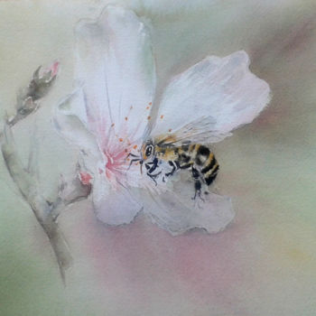 Painting titled "abeille-pochade-0.j…" by Françoise Pillou, Original Artwork, Watercolor