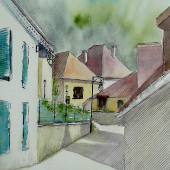 Peinture intitulée "Saint Michel les Po…" par Françoise Pillou, Œuvre d'art originale, Aquarelle