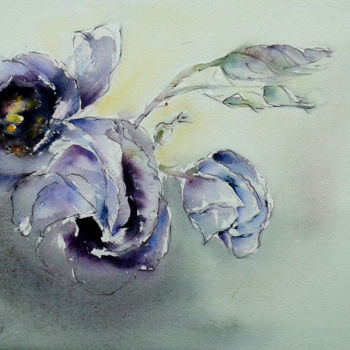 Painting titled "Lysanthius" by Françoise Pillou, Original Artwork, Watercolor