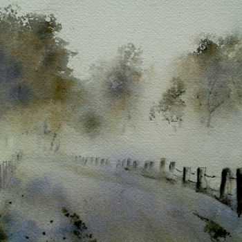 Malerei mit dem Titel "brouillard-en-novem…" von Françoise Pillou, Original-Kunstwerk, Aquarell
