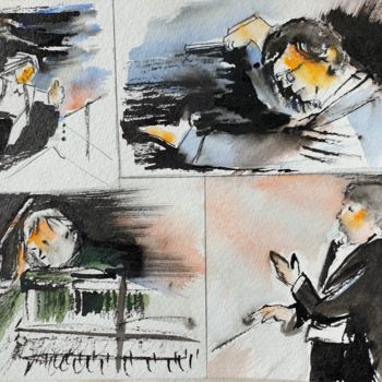 "quatuor de chefs d'…" başlıklı Tablo Françoise Pillou tarafından, Orijinal sanat, Suluboya