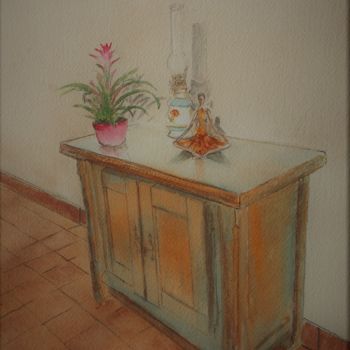 Painting titled "intérieur d'une con…" by Françoise Pillou, Original Artwork, Watercolor