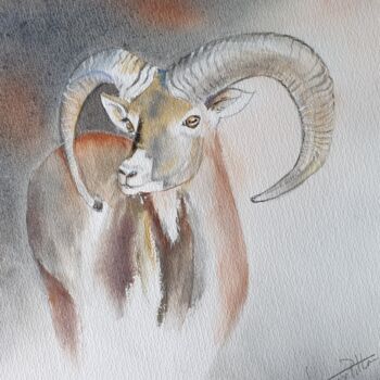 绘画 标题为“le mouflon” 由Françoise Pillou, 原创艺术品, 水彩