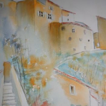 绘画 标题为“petit village prove…” 由Françoise Pillou, 原创艺术品, 水彩