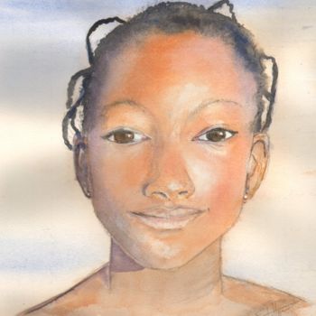 Painting titled "Zahina" by Françoise Pillou, Original Artwork, Watercolor