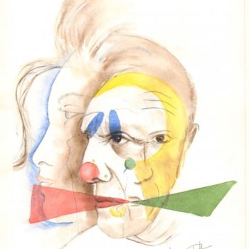 Painting titled "picas'sot" by Françoise Pillou, Original Artwork, Watercolor