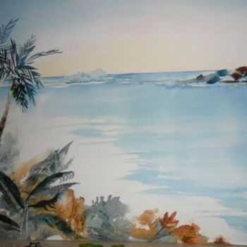 Painting titled "l-ile-deserte.jpg" by Françoise Pillou, Original Artwork, Watercolor