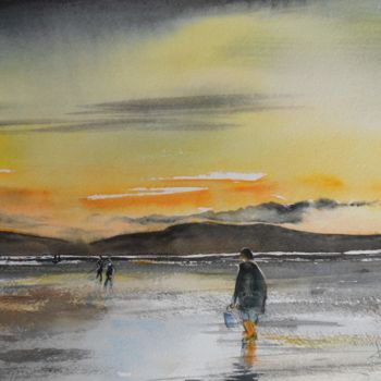 Painting titled "a-maree-basse-1.jpg" by Françoise Pillou, Original Artwork, Watercolor