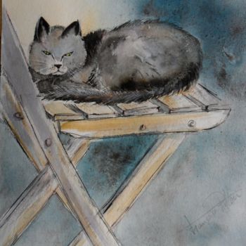 Painting titled "Paisible" by Françoise Pillou, Original Artwork, Watercolor