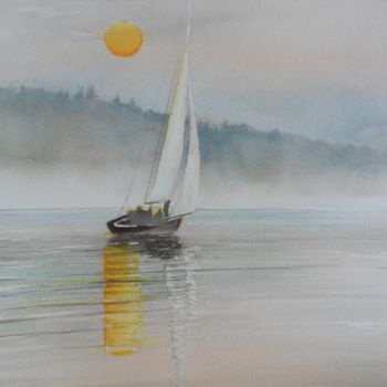 Painting titled "clair-de-soleil.jpg" by Françoise Pillou, Original Artwork, Watercolor