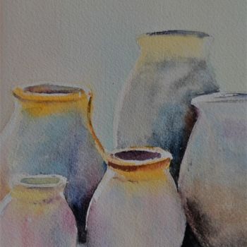 Peinture intitulée "a-fleur-de-pot.jpg" par Françoise Pillou, Œuvre d'art originale, Aquarelle