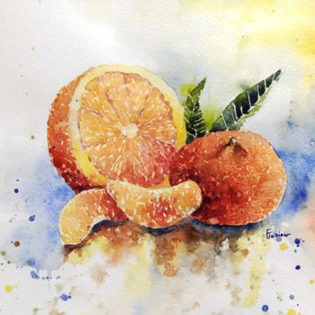 Malarstwo zatytułowany „2018-5-clementines.…” autorstwa Françoise Tolbiac, Oryginalna praca, Akwarela