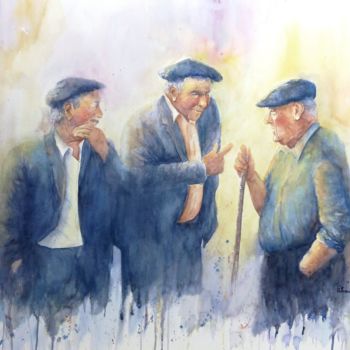 Pintura intitulada "2019-2-conciliabule…" por Françoise Tolbiac, Obras de arte originais, Aquarela