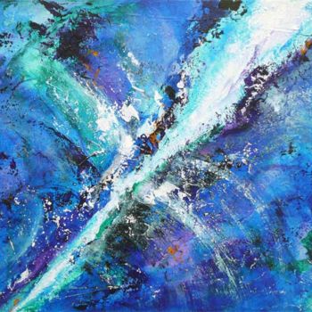 Pintura intitulada "SOURCE BLEUE 4" por Françoise Veillon, Obras de arte originais, Acrílico