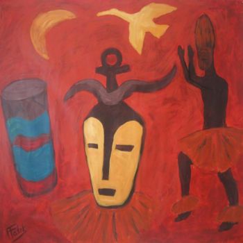 Painting titled "danse de L'Afrique" by François Falet, Original Artwork