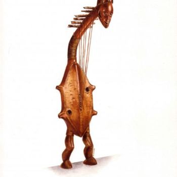 Painting titled "Harpe Nbaka, encre" by François Guiol, Original Artwork
