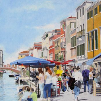 Schilderij getiteld "Venezia, Domenica a…" door Franco Zanella, Origineel Kunstwerk, Olie