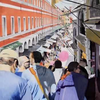「Venezia-Rialto」というタイトルの絵画 Franco Zanellaによって, オリジナルのアートワーク, オイル