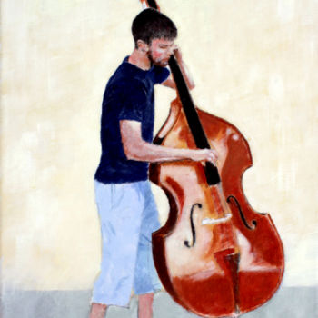 Painting titled "musicista-di-strada…" by Franco Zanella, Original Artwork, Oil