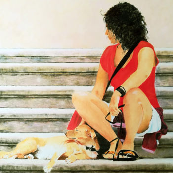 Peinture intitulée "ragazza di Siracusa" par Franco Zanella, Œuvre d'art originale, Huile