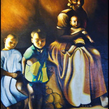 Painting titled "Ethiopie" by Frandiodore, Original Artwork, Oil