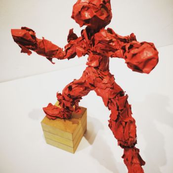 Sculpture titled "LE PAS DANS LE VIDE…" by Fran, Original Artwork, Paper maché