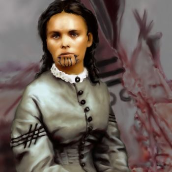 Digital Arts titled "Olive Oatman" by Frank Chevallier, Original Artwork, Digital Painting