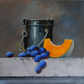Peinture intitulée "Raisin et Melon" par Frank Chevallier, Œuvre d'art originale