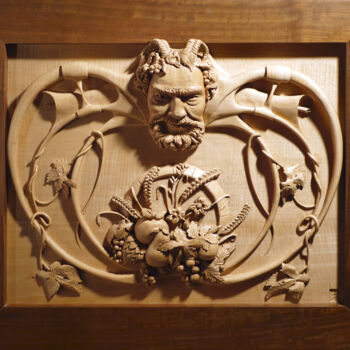 雕塑 标题为“Dionysos” 由Frank Dreyer, 原创艺术品, 木 安装在木板上