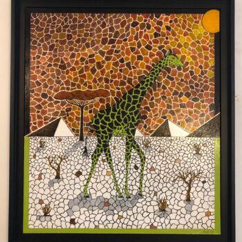 Pittura intitolato "Girafe Mosaïque ( N…" da Frank Guillard, Opera d'arte originale, Olio