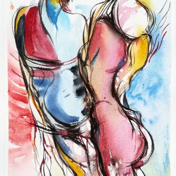 绘画 标题为“Daphne and Zeus” 由Frank Jooste, 原创艺术品, 水彩