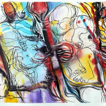 Painting titled "Embryo" by Frank Jooste, Original Artwork, Watercolor