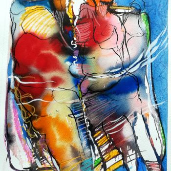 Ζωγραφική με τίτλο "Trio" από Frank Jooste, Αυθεντικά έργα τέχνης, Ακουαρέλα Τοποθετήθηκε στο Χαρτόνι